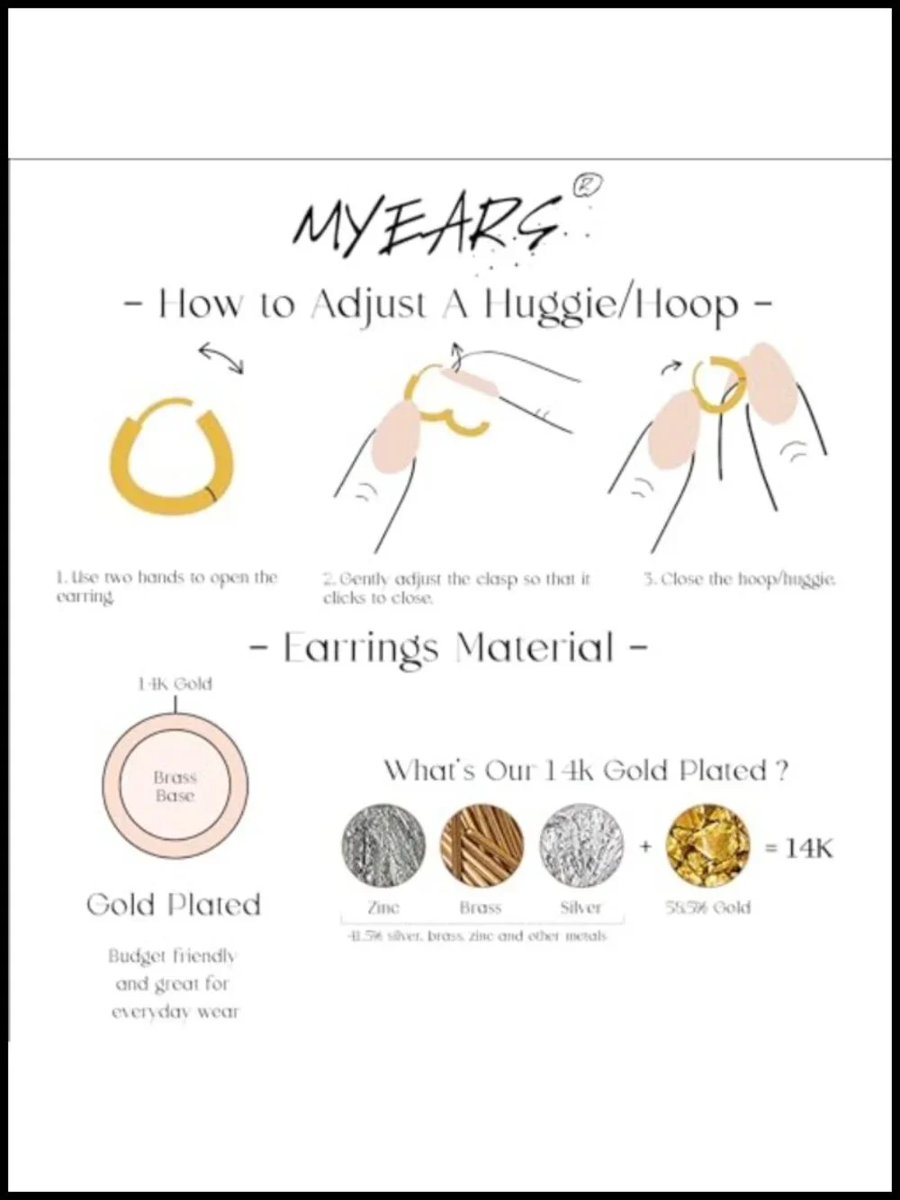 14K Gold Plated Hoop Earrings Hypoallergenic Lightweight Everyday Jewelry